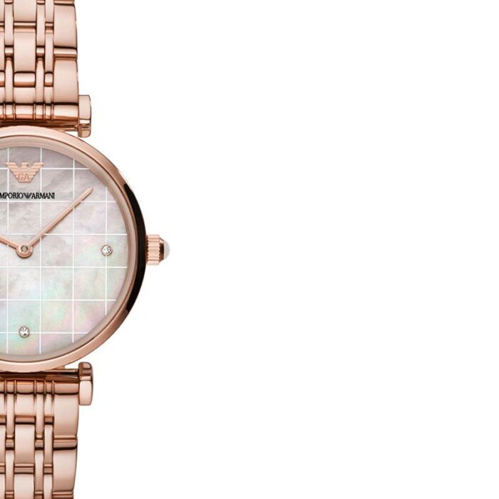 Emporio Armani Gianni T Bar Quartz Mother of Pearl Dial Rose Gold Steel Strap Watch For Women - AR11385 - Image 3